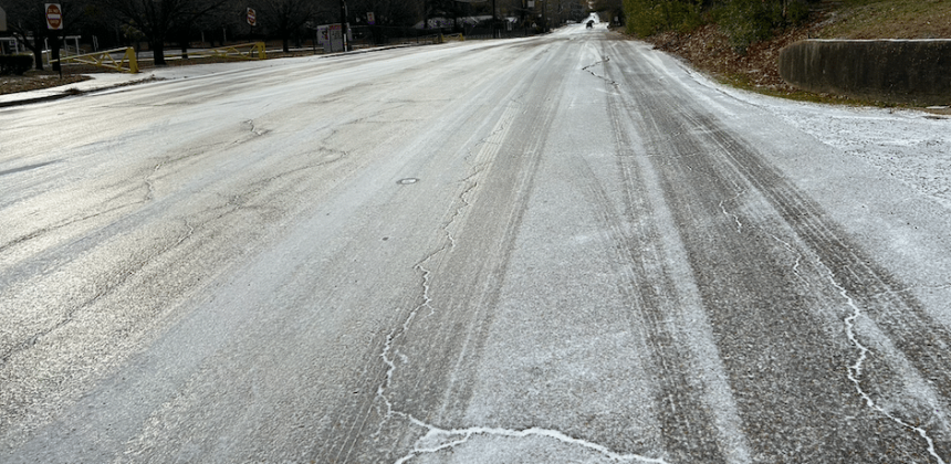 Ice on road