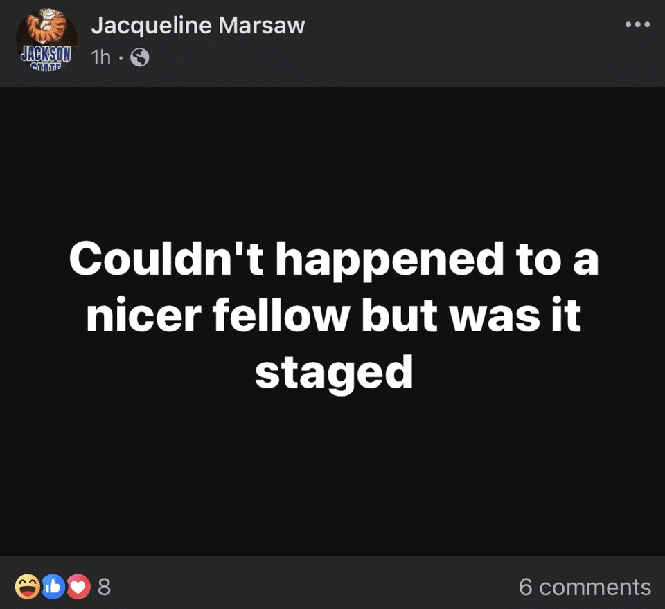 Screenshot of post from Facebook of Jacqueline Marsaw, a case manager and field director for Congressman Bennie Thompson, D-Miss.