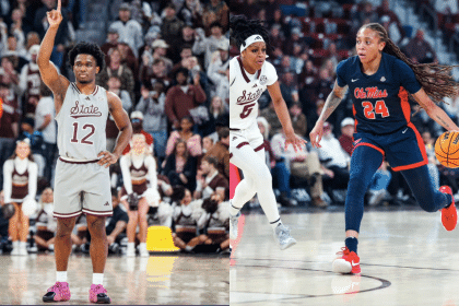 Mississippi State's Josh Hubbard (left) and Ole Miss' Madison Scott (right)