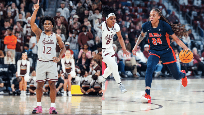 Mississippi State's Josh Hubbard (left) and Ole Miss' Madison Scott (right)